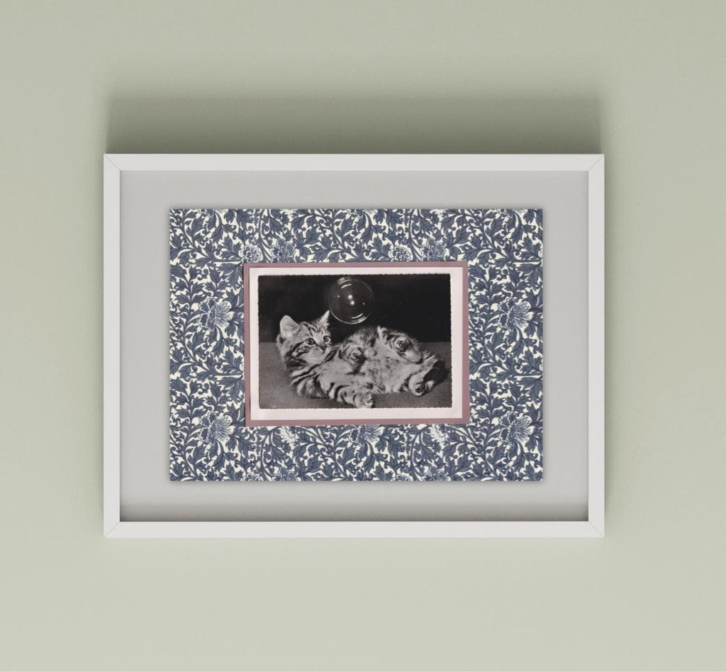 Tabby Kitten with Bubble - Vintage Cat Postcard Collage Print